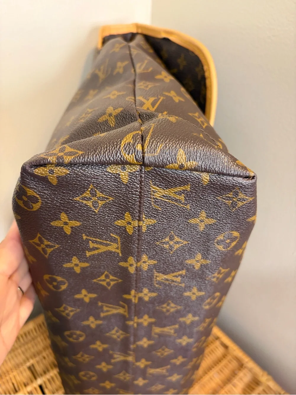 Louis Vuitton Brown Monogram Canvas Briefcase with Tan Leather Trim